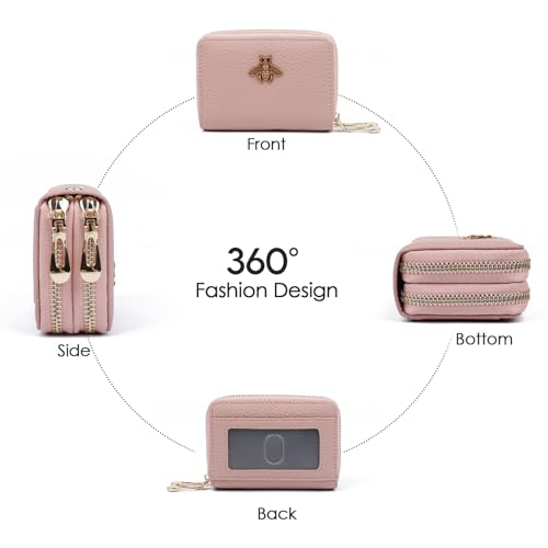 imeetu RFID Credit Card Holder, Small Card Wallet Women, Leather Card Case - color: Max - Pink, size: Max