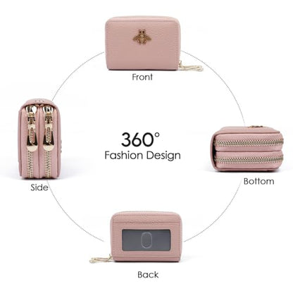 imeetu RFID Credit Card Holder, Small Card Wallet Women, Leather Card Case - color: Max - Pink, size: Max