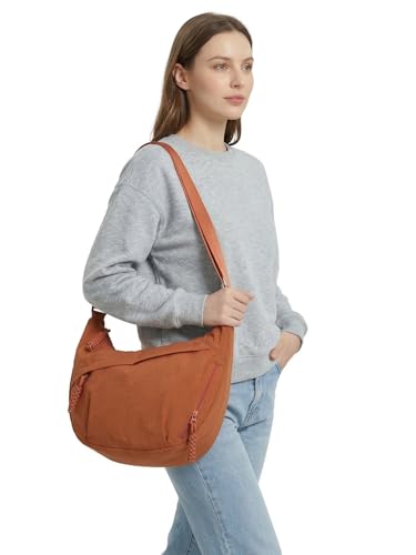 TeeYee Slouchy Crossbody Bag Leisure Hobo Crescent Bag for Women and Men - color: 324orange