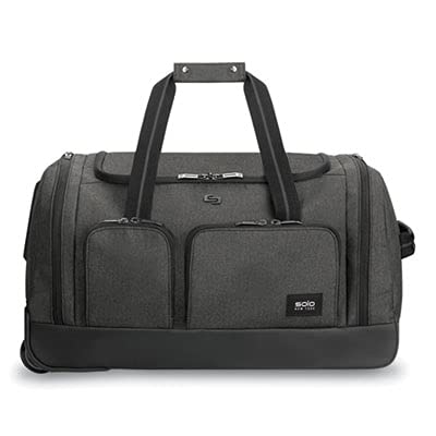 Solo New York Rolling Duffle Bag with Wheels - Wheeled Carry On Luggage for Travel, Roller Duffel for Men & Women, Telescoping Handle System, Separate Shoe & Laundry Compartment - Leroy, Gray - color: Grey