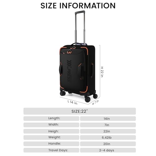 22" Softside Upright Luggage w/Front Open,Waterproof - color: Black, size: Carry-On 22-Inch