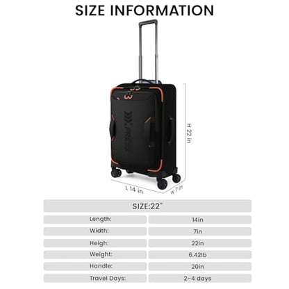 22" Softside Upright Luggage w/Front Open,Waterproof - color: Black, size: Carry-On 22-Inch