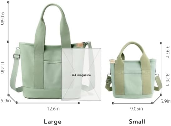 Small Tote Bag with Zipper, Canvas Multi-Pocket Crossbody Bag Shoulder Bag Satchel Hobo Bag - color: Pink, size: Small