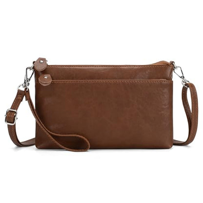 befen Genuine Leather Wristlet Clutch Wallet Purses with RFID Blocking | Small Crossbody Bags Shoulder Handbag for Women, Genuine Leather Wristlet Clutch Wallet Purses with RFID Blocking - color: Cognac Brown