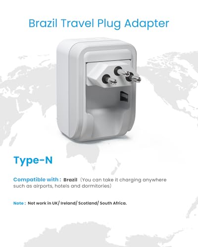 VINTAR Brazil Power Adapter 2 Pack, Foldable Type N Plug Adapter - style: Type N - Brazil