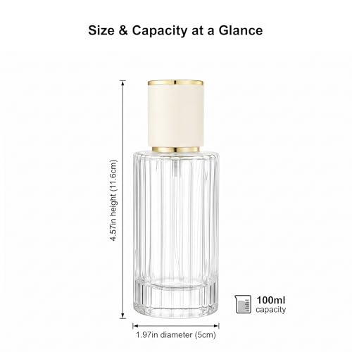 YU FENG 2 Pack 100ml Glass Perfume Spray Bottles, Gold Rim Atomizer - color: Ivory Cylinder
