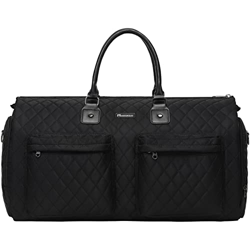 Convertible Garment Duffel Bag, 2-in-1 Hanging Suitcase for Travel - color: Quilted Black
