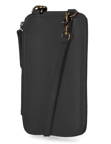 Timberland Women's RFID Leather Phone Crossbody Wallet Bag - color: Black (Pebble)