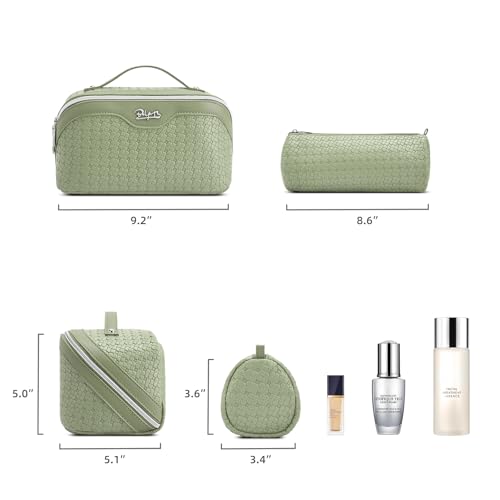 BOYATU Travel Makeup Bag Cosmetic Bags for Women: 3 Pcs Set Make up Bag - color: L51Grass Green