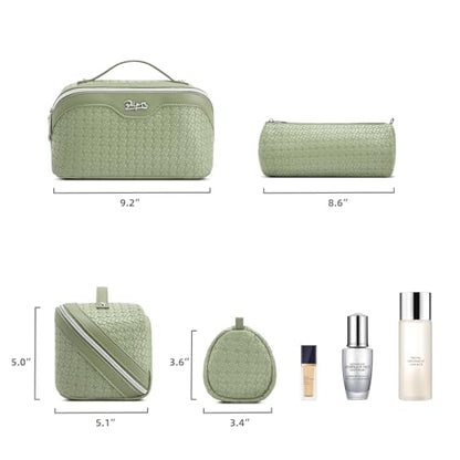 BOYATU Travel Makeup Bag Cosmetic Bags for Women: 3 Pcs Set Make up Bag - color: L51Grass Green