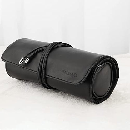 REQO Makeup Brush Organizer with Lid,Makeup Brush Holder Case Dustproof Black,Make Up Brush Bag Pouch with Cover Trave
