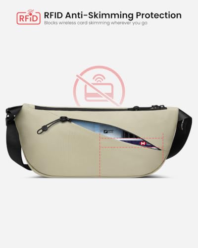 Flux 2L Sling Chest Bag with RFID Blocking Crossbody for Men Women - color: Khaki