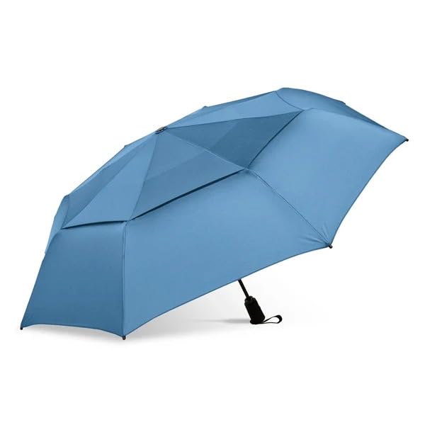 ShedRain Vortex Windproof Compact Travel Umbrella, Auto Open Close | Folding Umbrella, Vented Canopy, Cable Enforced Technology, 75 MPH Wind Rated - color: Tranquil Blue