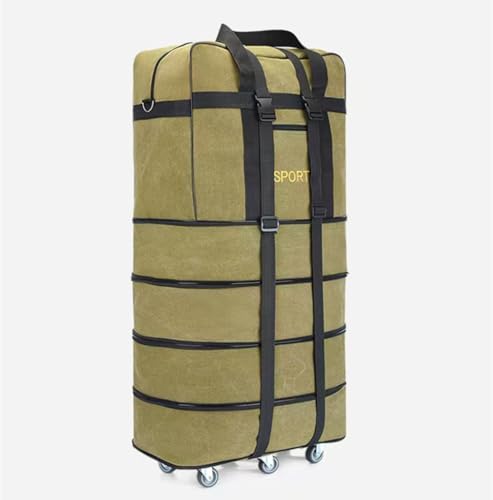 Expandable Extra Large Travel Canvas Duffel Bag with Wheels - color: Yellow Canvas, size: XL - 6 wheels