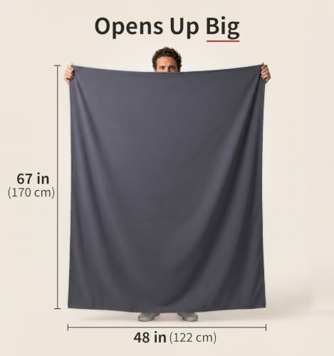 Litume Compact Travel Blanket for Airplane, Fleece, Dark Grey - color: Dark Grey