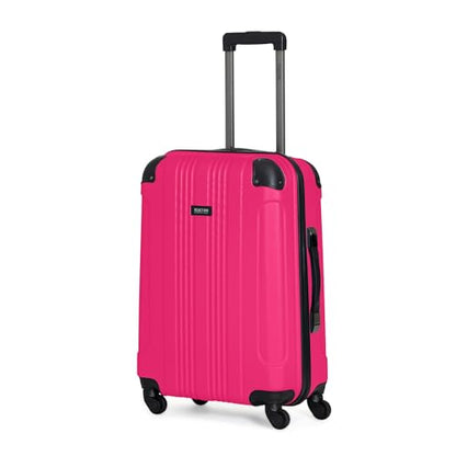 Kenneth Cole REACTION Out of Bounds Lightweight Hardshell 4-Wheel Spinner Luggage, Magenta, 24-Inch Checked - color: Magenta, size: 24-Inch Checked