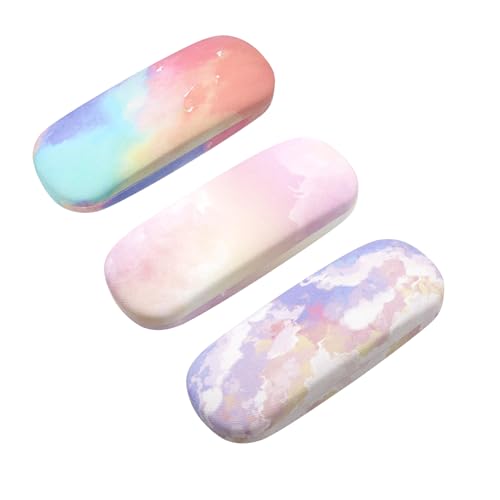 3 Pack Glass Cases Hard Shell, Portable Hard Eyeglasses Case Linen Fabrics Eyeglass Organizations for Women Girls - color: Classical