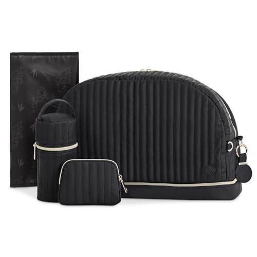 Hannah&Sophia Unisex Kids Hannah & Sophia Weekender 5pc Diaper Bag Set - color: Midnight Black