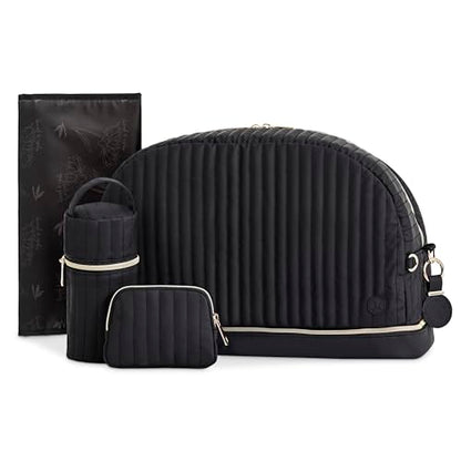 Hannah&Sophia Unisex Kids Hannah & Sophia Weekender 5pc Diaper Bag Set - color: Midnight Black