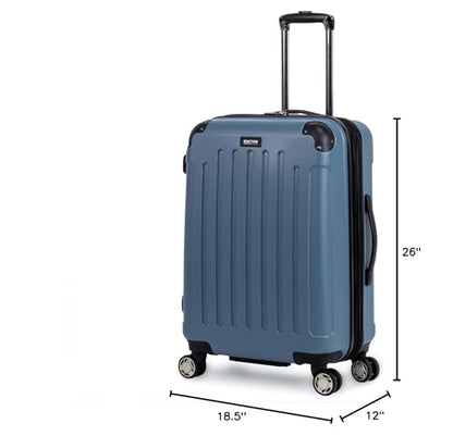 Kenneth Cole REACTION Renegade Luggage Expandable 8-Wheel Spinner Lightweight Hardside Suitcase, Granite Blue, 24-Inch Checked - color: Granite Blue, size: 24-Inch Checked