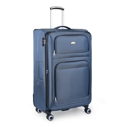 30'' Large Softside Suitcase,Expandable,waterproof Fabric - color: Blue, size: Checked-Large 30-Inch