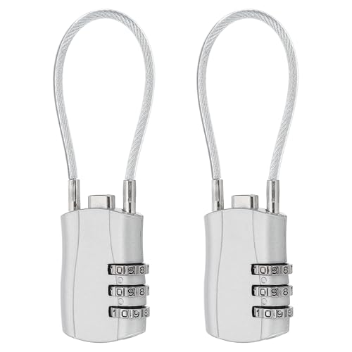 MECCANIXITY 2pcs Luggage Travel Lock 3 Digit Cable Combination Lock Silver - color: Silver, size: 5 Inch