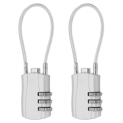 MECCANIXITY 2pcs Luggage Travel Lock 3 Digit Cable Combination Lock Silver - color: Silver, size: 5 Inch