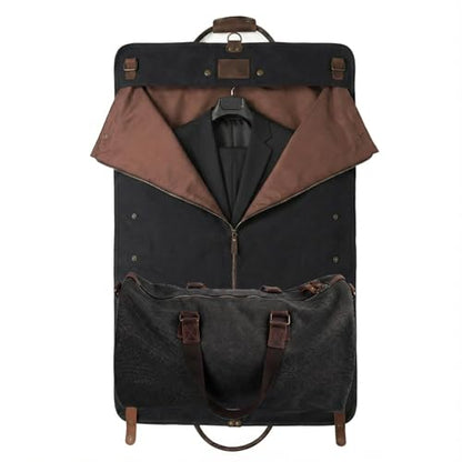 2 In 1 Convertible Garment Bag, Carry On Suit Duffle Bag For Men & Women - color: Black