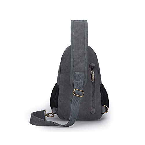 SIMU Canvas Shoulder Bag for iPad Mini, Crossbody Chest Sling Backpack - color: Large Grey
