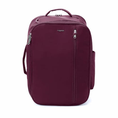 Securtex® Classic Anti-Theft Convertible Travel Backpack - 11x17” Carry-On, Fits 16” Laptop, Locking Zippers, Expandable - color: Mulberry