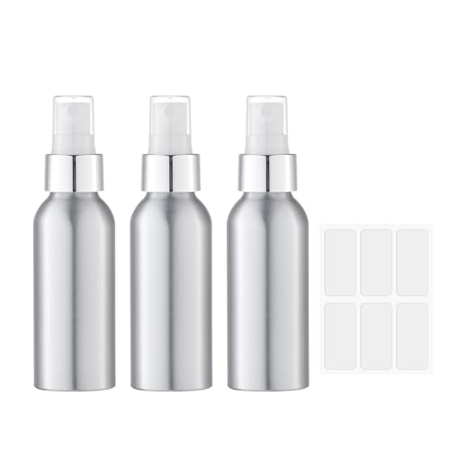 Lisapack 3.4 oz Metal Spray Bottle (3 Pack), Small Travel Aluminum Mister - size: 100ml
