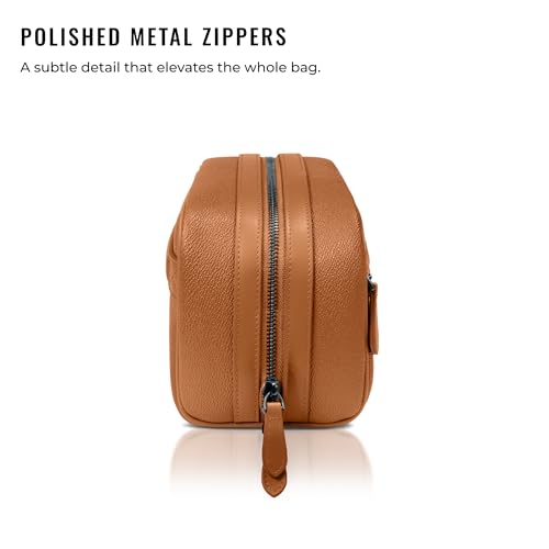 Kings Loot Premium Dopp Kit, Leather Travel Toiletry Bag, Saffron - color: Saffron