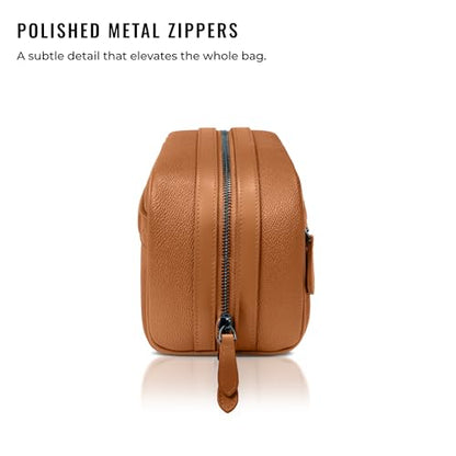 Kings Loot Premium Dopp Kit, Leather Travel Toiletry Bag, Saffron - color: Saffron