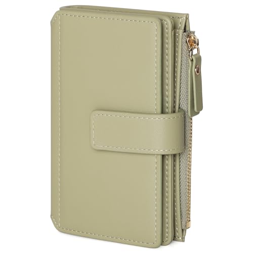 Women Wallet with RFID Blocking,Soft PU Leather Wallet for Women with ID Window, Coin Pocket & 16 Card Slots, Compact Travel Wallet Card Holder With Gift-Box, Green - color: Green