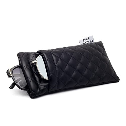 Face Shadow Double Glasses Case Soft Eyeglass Case For Women Men - color: Pu Black