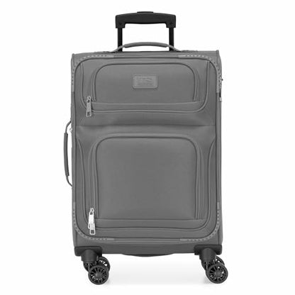 U.S. Traveler Rio Lightweight Softside Rolling Carry-on Suitcase, 4-Wheel Single, Light Gray - color: Light Gray, size: 22"