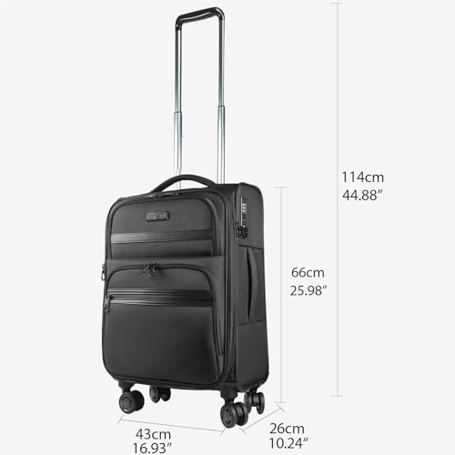 KROSER Softside Expandable checked Luggage with Front Business Pockets，24 Inch Suitcases with Spinner Wheels & Built-in TSA Lock, Durable Suitcase Rolling Luggage, Black - color: Black-24, size: 24 inch