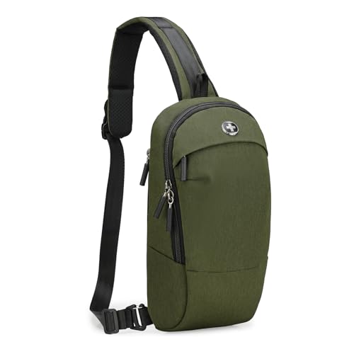Swissdigital Design Crossbody Bag for Men, RFID Blocking Sling Bag with Adjustable Strap Use - color: Olive
