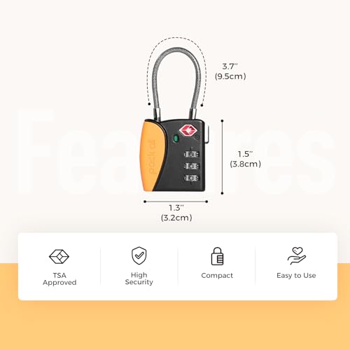 pack all TSA Approved Travel Luggage Locks, Resettable 3-Digit Code - color: Orange, size: 4 Pack