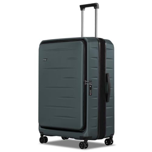 CENSIEN Expandable Checked Luggage, 28 Inch Top Opening Trunk Suitcases - color: Green, size: 28 Inch EXT