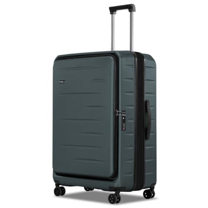 CENSIEN Expandable Checked Luggage, 28 Inch Top Opening Trunk Suitcases - color: Green, size: 28 Inch EXT