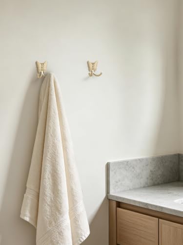 2 Pack Champagne Bronze Butterfly Adhesive Coat Hooks - color: Champagne Bronze