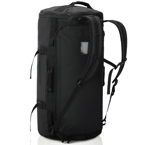 Haimont Heavy Duty Convertible Travel Duffel Backpack, Black, 90L - color: Black, size: 90L
