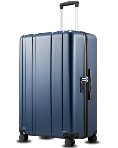 LUGGEX Large Checked Hard Shell Suitcase, Blue, 28" - color: Blue, size: Checked-Large 28-Inch