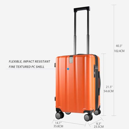KROSER Carry On Luggage Suitcase Rolling Luggage, Carry-On 20-Inch, Orange - color: Orange