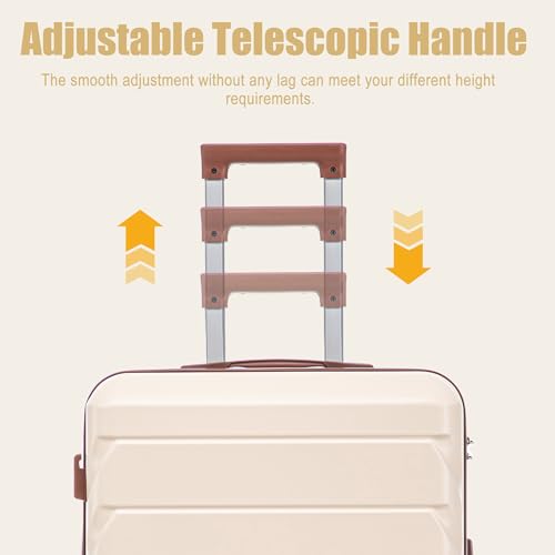 28 Inch ABS Hard Shell Large Luggage With Combination Lock and Side Hooks, Beige - color: Beige, size: 28 Inch