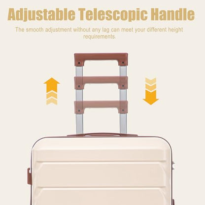 28 Inch ABS Hard Shell Large Luggage With Combination Lock and Side Hooks, Beige - color: Beige, size: 28 Inch