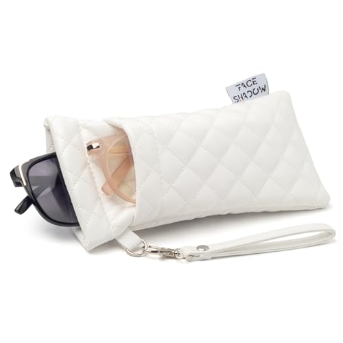 Face Shadow Double Glasses Case Soft Eyeglass Case For Women Men - color: Pu White