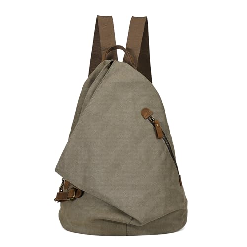 Canvas Vintage Backpack – Large Casual Daypack Outdoor Travel Rucksack Hiking Backpacks for Men Women - color: 6882-canvas-olive Green