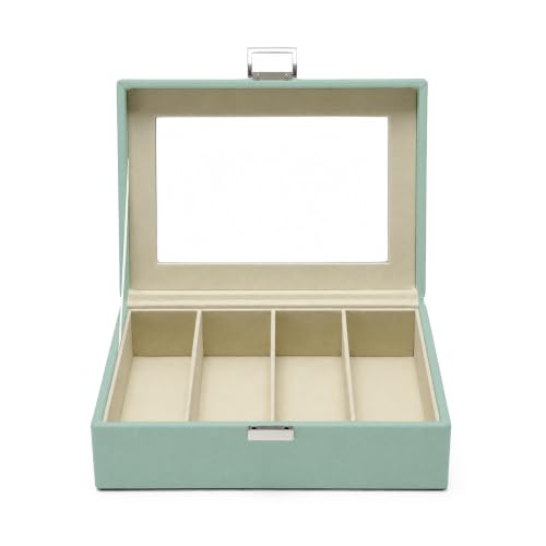 UnionPlus Vegan Leather Multi-Slots Sunglasses Eyeglasses Organizer - color: Lychee Mint Green, size: 4-Slots
